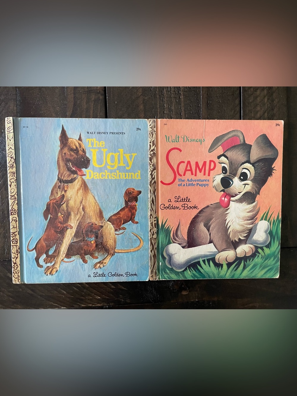 2 vintage dog themed Little Golden Books